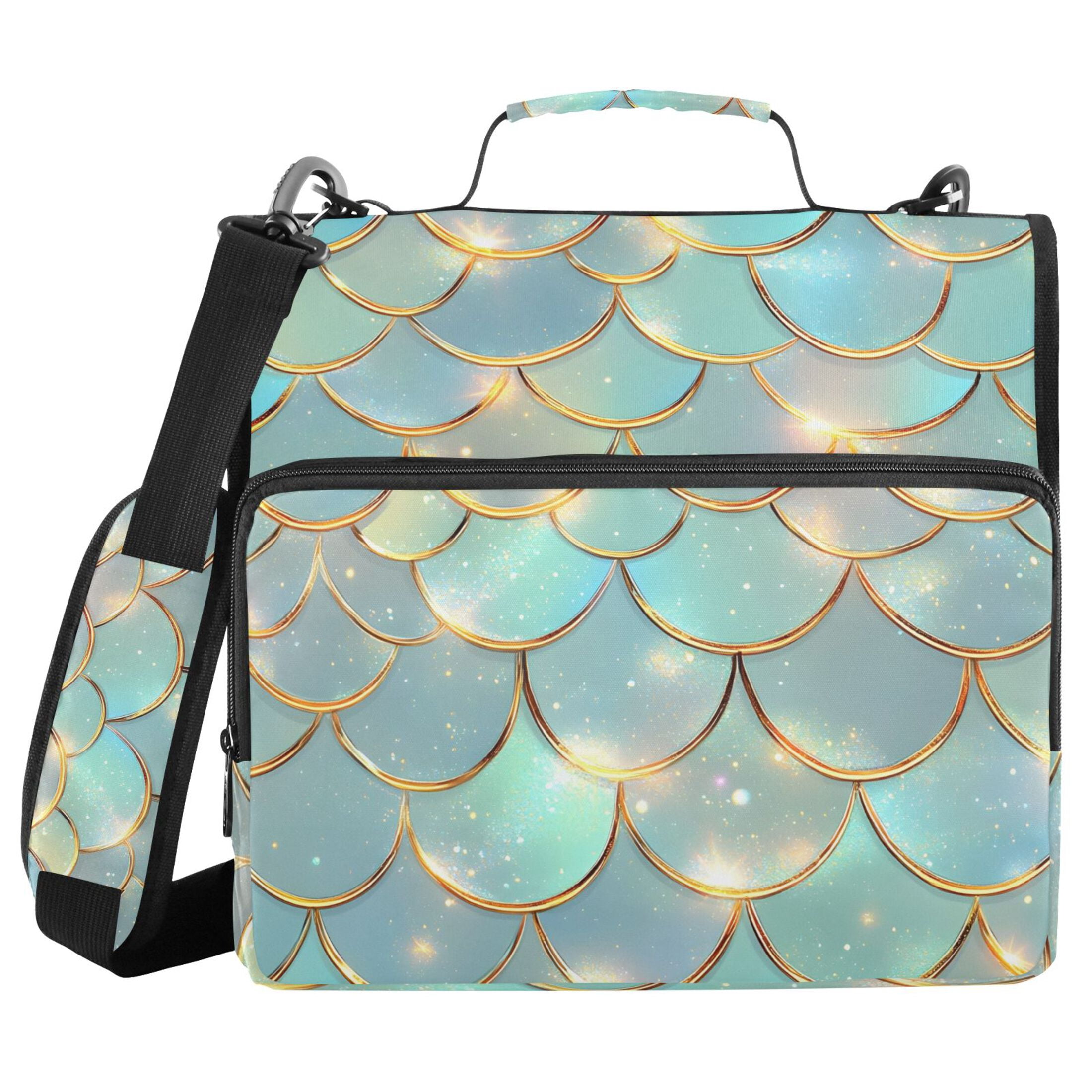 ALAZA Zipper Binder Green Gradient Scales 3 Ring Trapper Keeper File Folder Organizer Bag