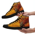 thumbnail image 2 of Coolcustomize Men's Gothic Streetwear Sneakers - Orange & Black Flame Skull Graphic, Lace-Up High-Top Shoes for Skateboarding, Concerts, Rebel Fashion Footwear, Skate Shoes, Casual Footwear, 2 of 10