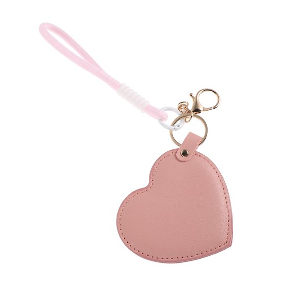 ETEREAUTY Small Pink Compact Mirror with PU Cover and 360 Degree Rotation for Travel