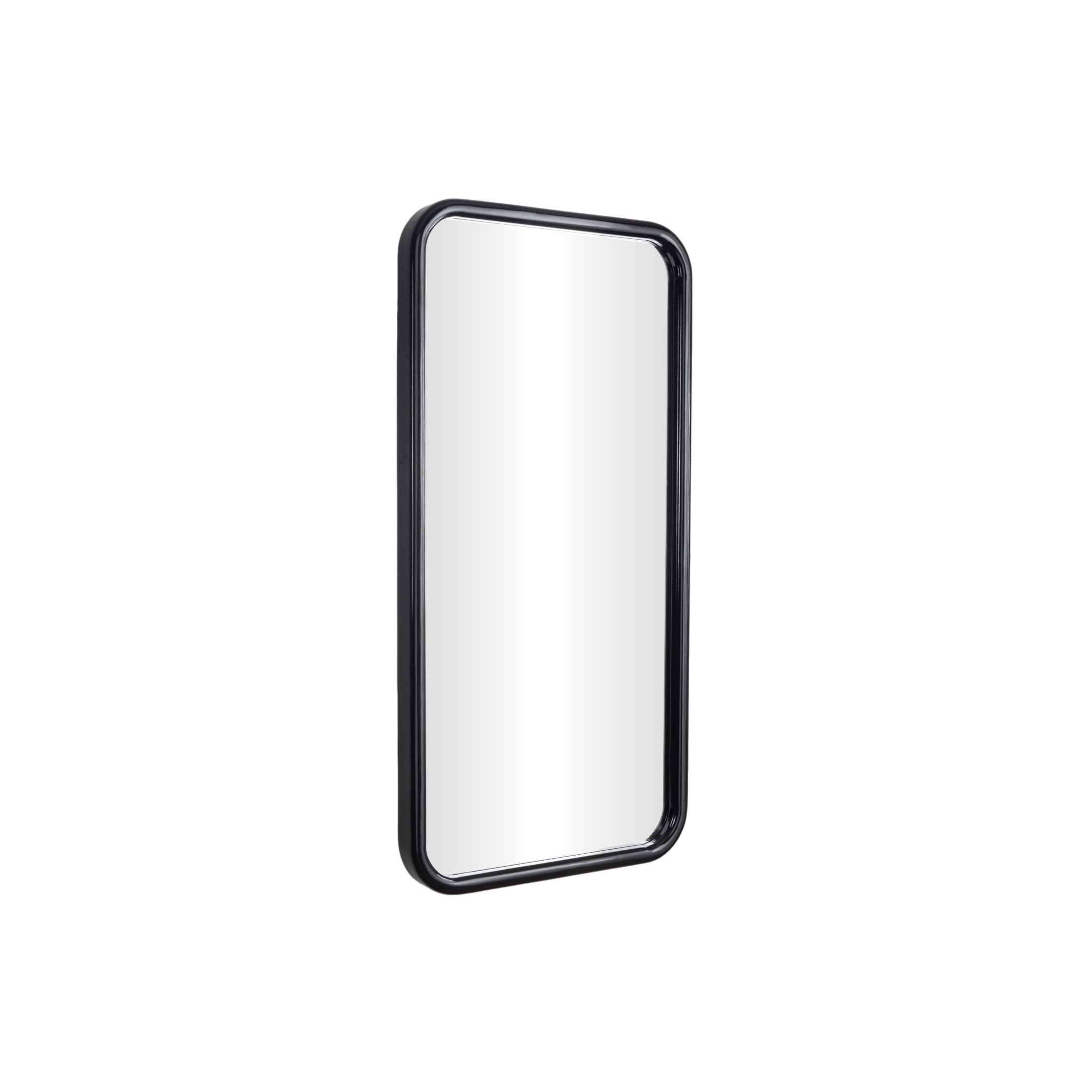 DecMode 24" x 47" Black Handmade Wall Mirror with Deep Set Frame