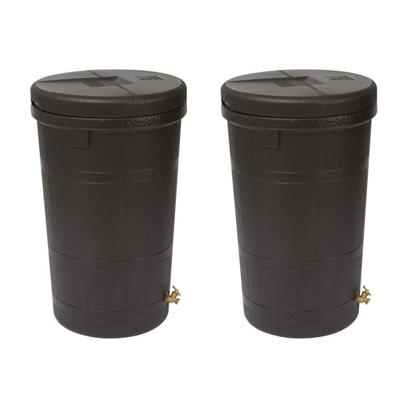 Good Ideas Aspen 50 Gallon Rain Barrel Rain Collector Saver (2 Pack)