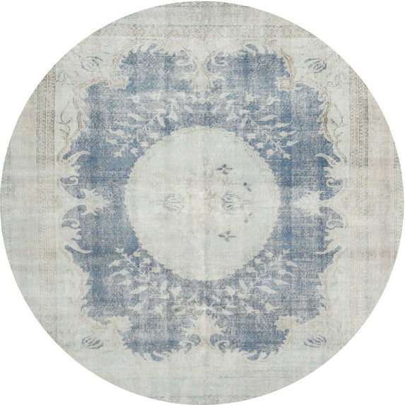 Ahgly Company Indoor Round Traditional Dark Gray Medallion Area Rugs, 3' Round