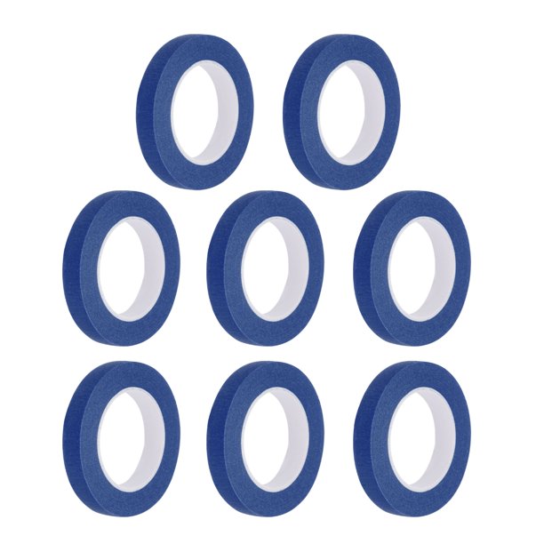 Uxcell 8Pcs 0.4 pulgadas de ancho 14 yardas cinta de enmascarar azul oscuro para hogar y oficina
