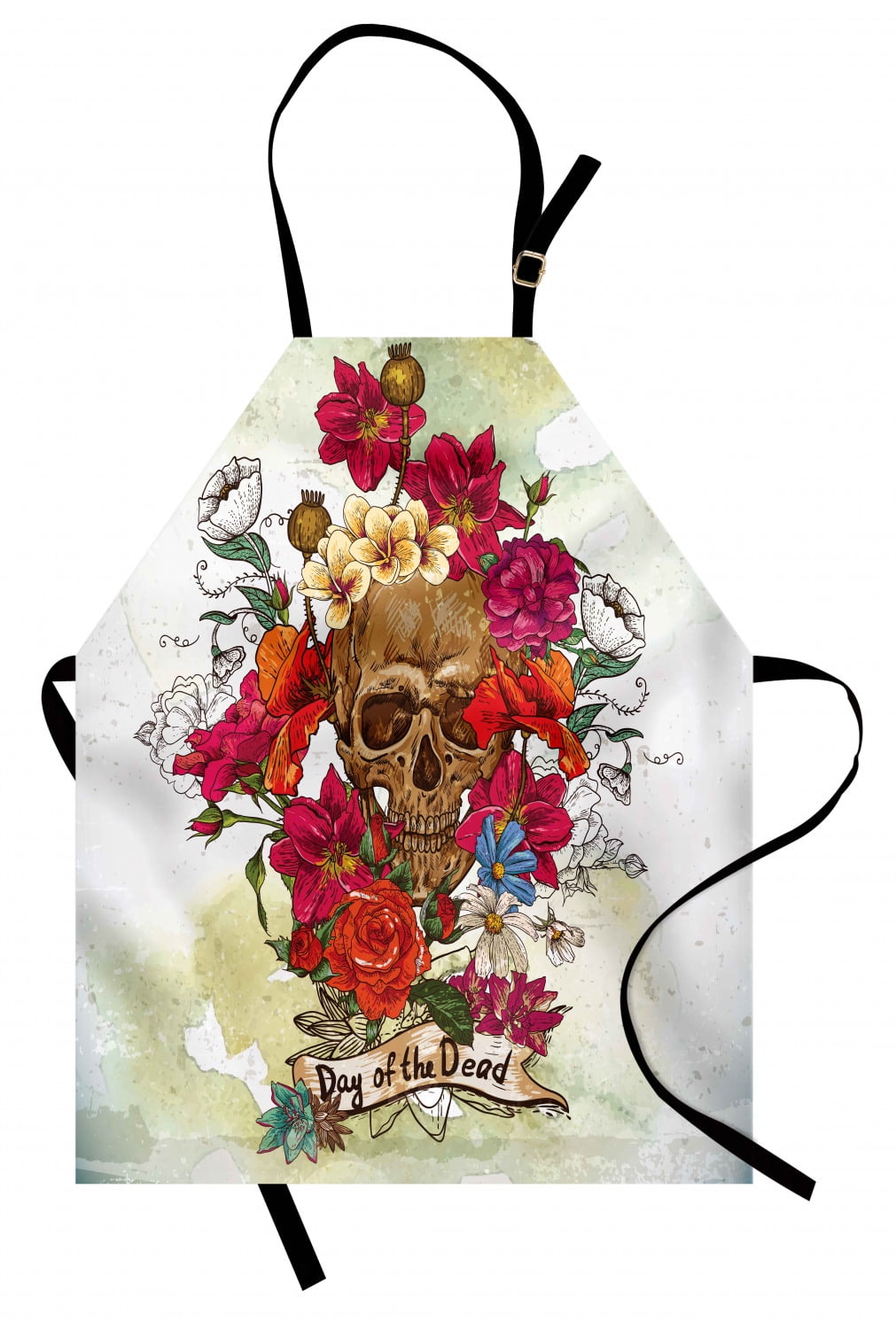 Waitress/Server Apron Skull and Flowers Design 