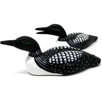 CVHOMEDECO. Primitives Hand Engraving and Painted Wood Loons Rustic Figurine Decorative Accent, Set of 2