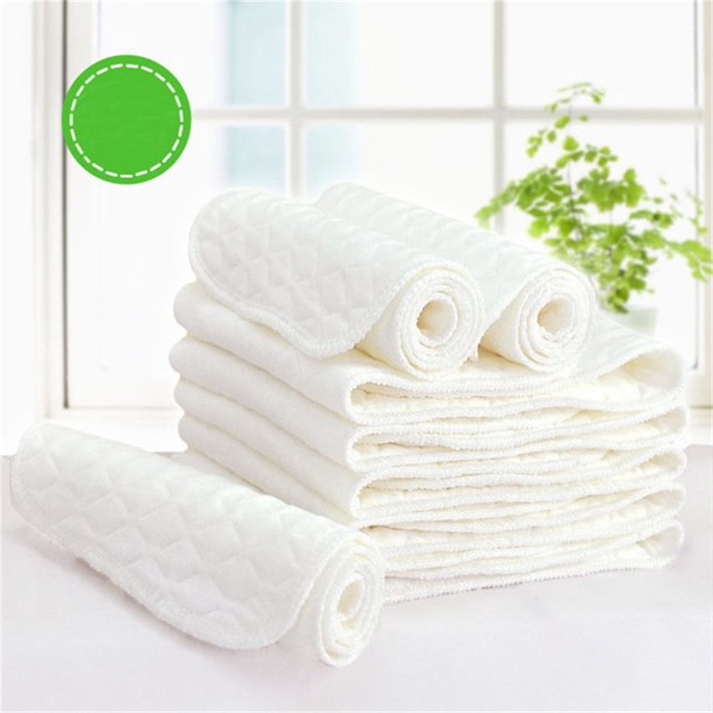 Cotton Baby Diapers,Reusable & Washable Diaper Pad Liners,Soft Skin-Friendly Folding-Free Baby Cotton Diapers Diaper Pad 10 Count (White)
