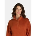 thumbnail image 3 of Time and Tru Women's Mock Neck Sweatshirt with Button Placket, Sizes XS-XXXL, 3 of 5