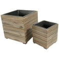 thumbnail image 3 of Sunnydaze Assorted Square Anthracite Acacia Wood Planter Box with Liner 2-Count, 3 of 8