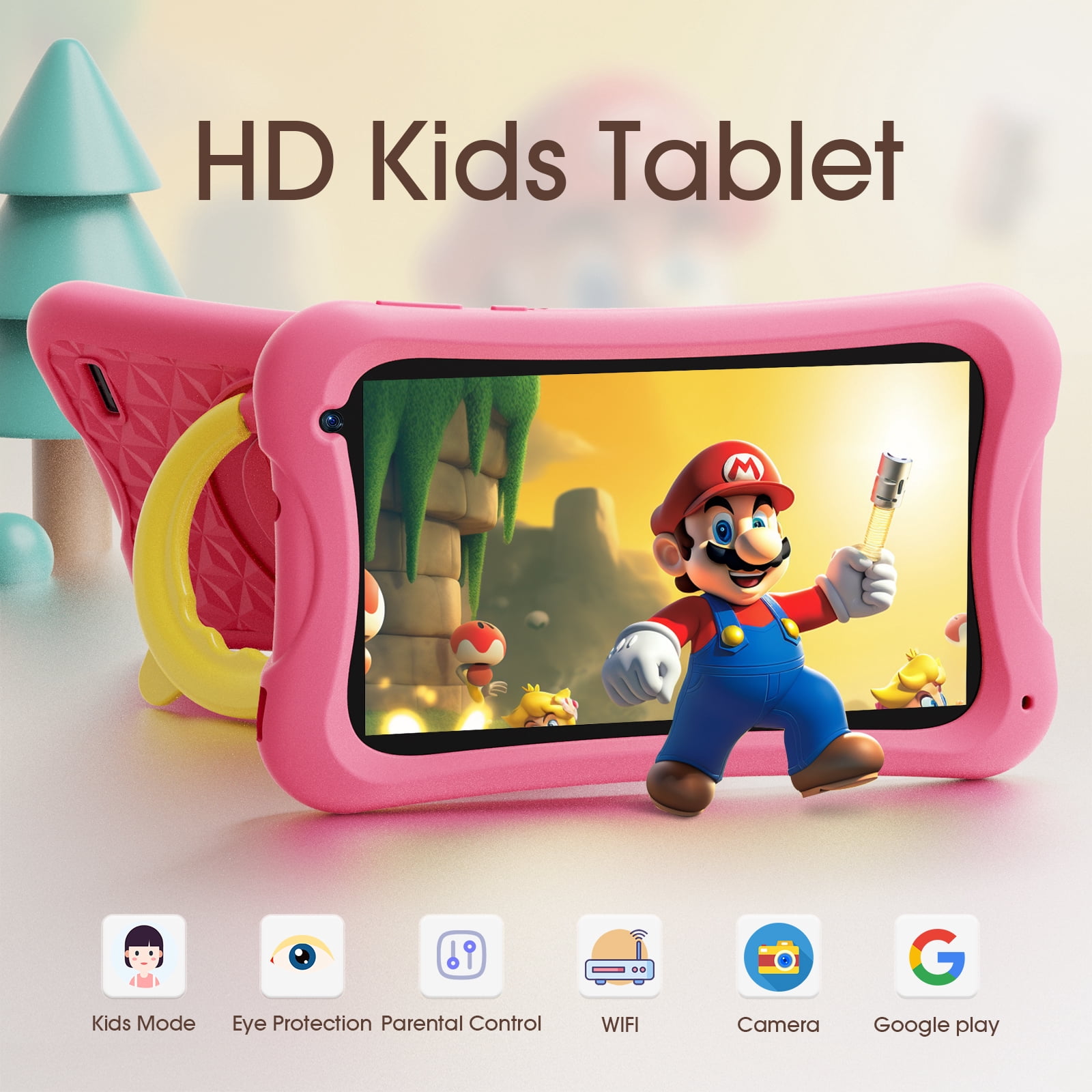 Digiland Kids Tablet 7 inch,Android 13 Go Quad Core Tablet for Toddler with IWAWA App, 32GB ROM+5GB RAM,Parent Control,Wi-Fi,Pink