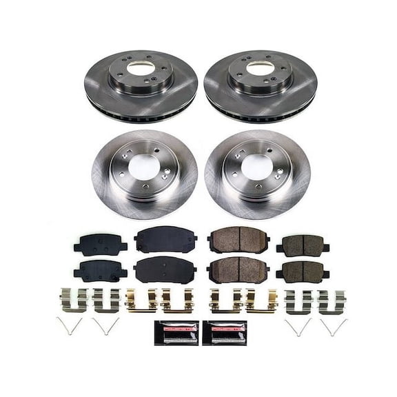 Front and Rear Brake Pad and Rotor Kit - Compatible with 2021 - 2023 Hyundai Elantra - Power Stop