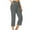 Dark Gray, variant on Women's Cross Waist Capri Running Leggings Yoga with Side Pockets Athletic Exercise High Waisted Tummy Control