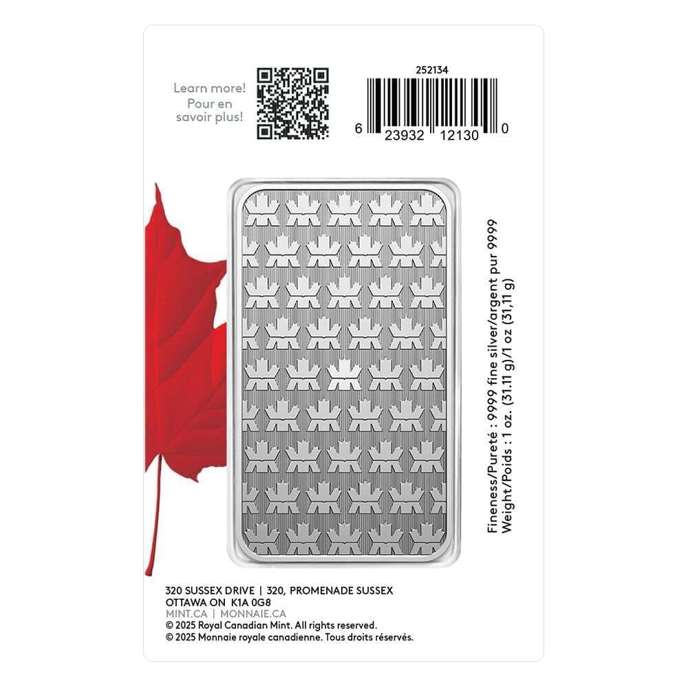 1 oz Royal Canadian Mint RCM Silver Bar .9999 Fine (Proudly