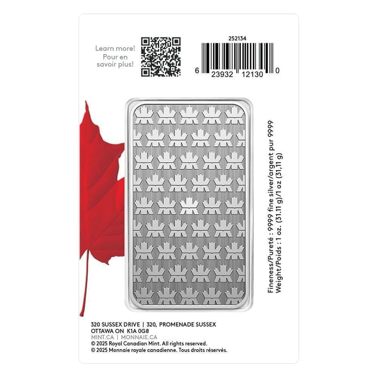 1 oz Royal Canadian Mint RCM Silver Bar .9999 Fine (Proudly