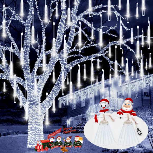Luces navideñas YIQU Meteor Shower, paquete de 2, 384 LED, color blanco frío