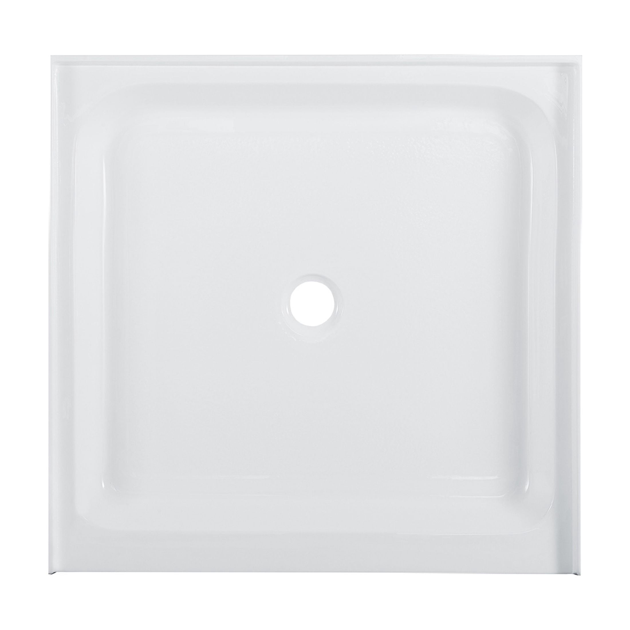 Voltaire 42" x 42" Acrylic White, Single-Threshold, Center Drain, Shower Base