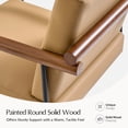 thumbnail image 6 of Faux Leather Adjustable Office Chair Swivel Rocking Desk Chair with Solid Wood Round Arm Camel, 6 of 7