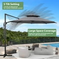 thumbnail image 3 of Autlaycil 5 Pcs Patio Outdoor Furniture Sets Contains 2 Wicker Furniture Patio Bistro Chairs, Table, 10' Outdoor Offset Cantilever Umbrella and Cross Base, Grey, 3 of 7