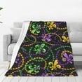thumbnail image 1 of Fotbe Mardi Gras6 Manta de Franela Acolchonada con Estampado, Súper Suave y Esponjosa, Extra Grande para Sofá, Cama, Uso Todo el Año-40"x30", 1 of 7