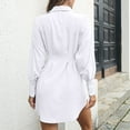 thumbnail image 5 of Ahuyic Womens Summer Casual Dress,Womens Plus Size Dress,Womens Casual Solid Color Casual Lantern Long Sleeve Waist Shirt Dress,White,L, 5 of 5