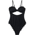 thumbnail image 2 of Traje de baño de una pieza para mujer Traje de baño sexy con recorte festoneado negro, 2 of 8