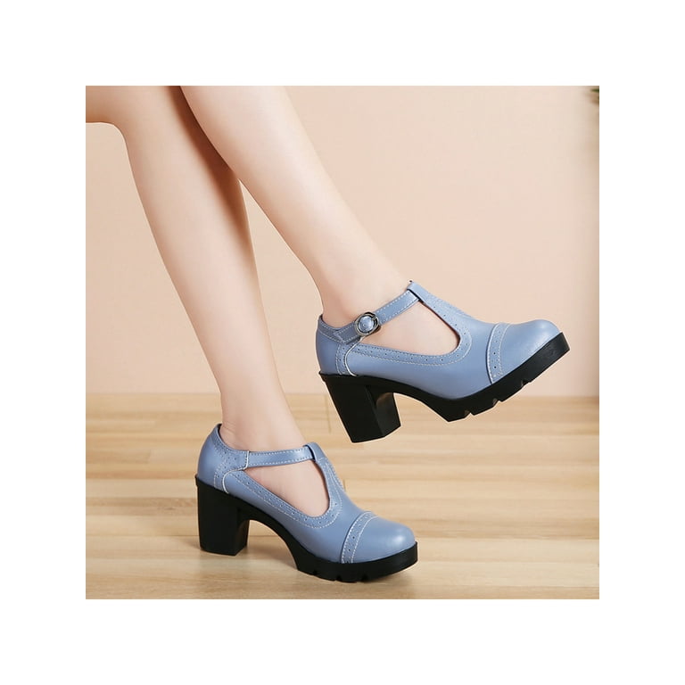 Bellella Women Oxford Pumps Chunky Block Heel Mary Jane Heels