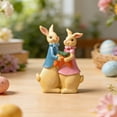 thumbnail image 4 of 3.54in Resin Easter Bunny Couple Figurine 2 Rabbits Tabletop Decorations for Shelf Desk Spring Display, 4 of 5