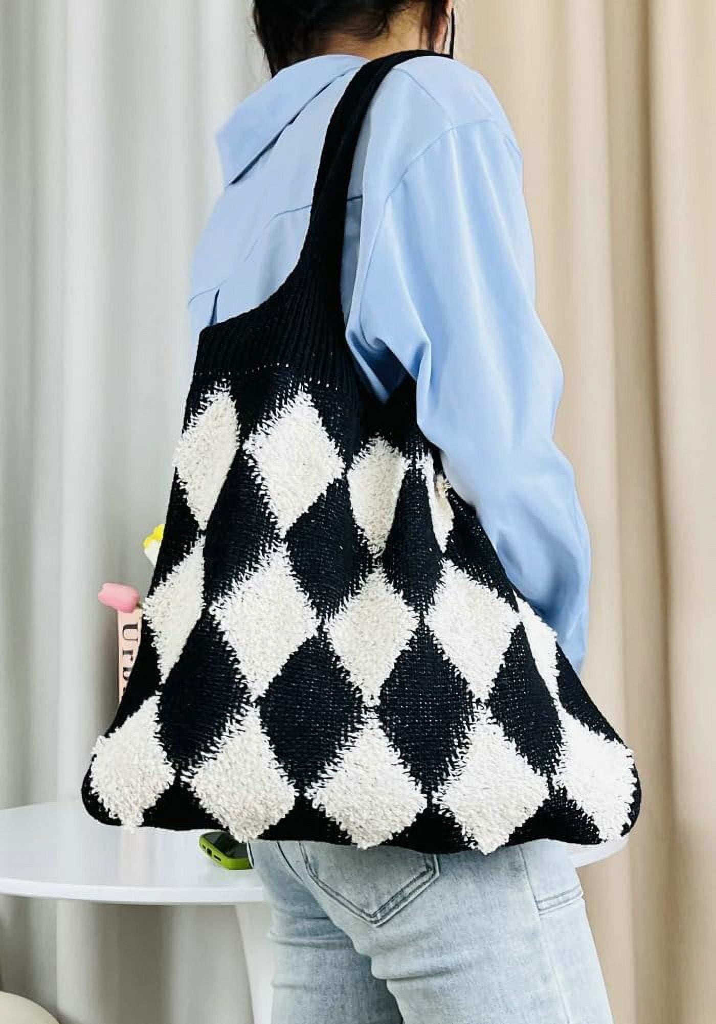 Kukuzhu Women’s Hobo Bag Crochet Large Purse Knitted Aesthetic Tote Bag Colorful Shopping Shoulder Bag Mesh 2023