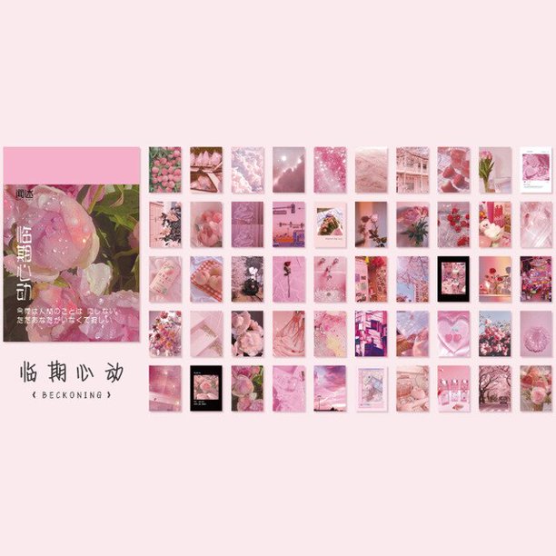 50 hojas de pegatinas decorativas de paisaje Rosa ins, etiqueta de palo de álbum de recortes, diario, papelería, pintura, accesorios adhesivos