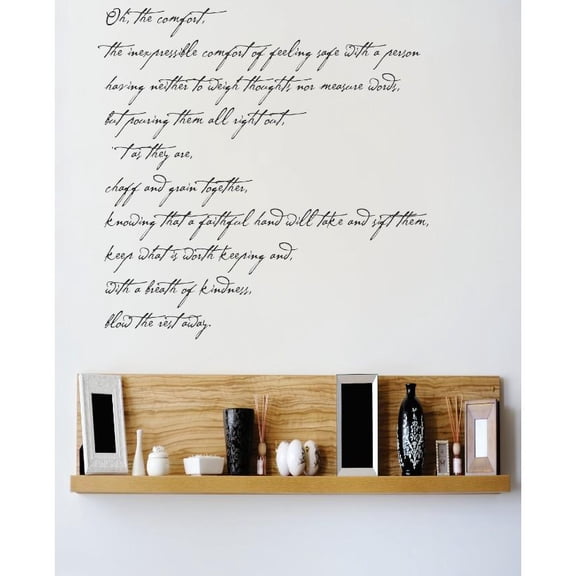 Vinyl Wall Decal Sticker : Oh The Comfort Of Feeling Safe Quote Bedroom Bathroom Living Room Picture Art Peel & Stick Mural Size: 20 Inches X 30 Inches -