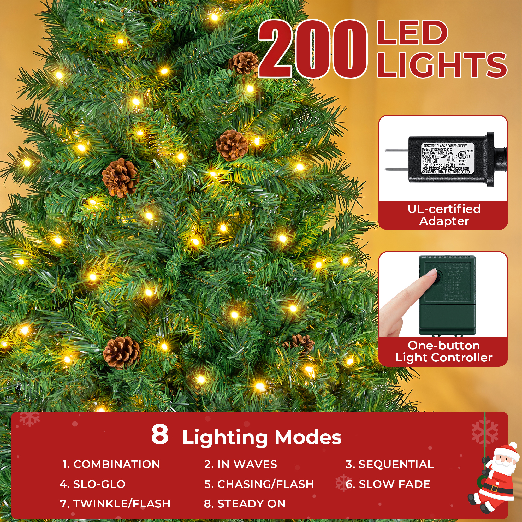 FIRSTNESS 6 Ft Pre-Lit Christmas Tree with 925 Branch Tips photo 7