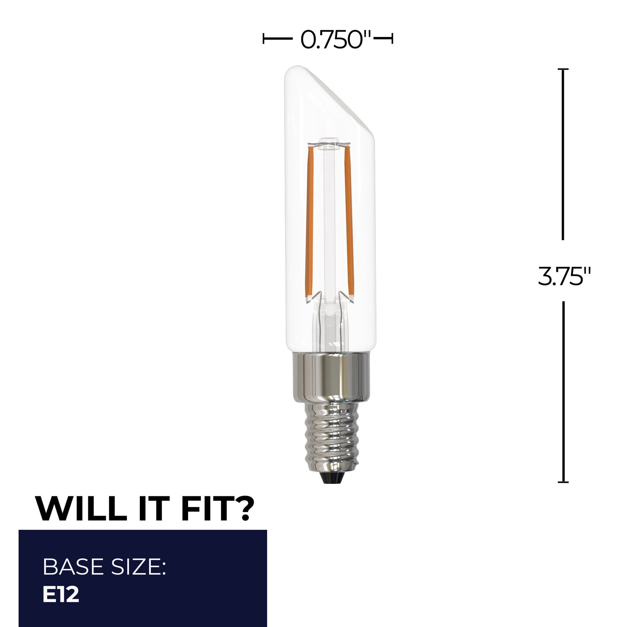 Bulbrite 862859 2700K 400 Lumen 4.5 watt LED Filament Dimmable T6SL Light Bulbs with a Clear & Candelabra E12 Base, Warm White - Pack of 4