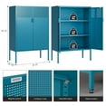 thumbnail image 3 of Elegant Metal Storage Cabinet with Legs, 2 Door Metal Locker Style Accent Storage Cabinet with 2 Adjustable Shelves for Home,Office,Entryway,Blue, 3 of 7
