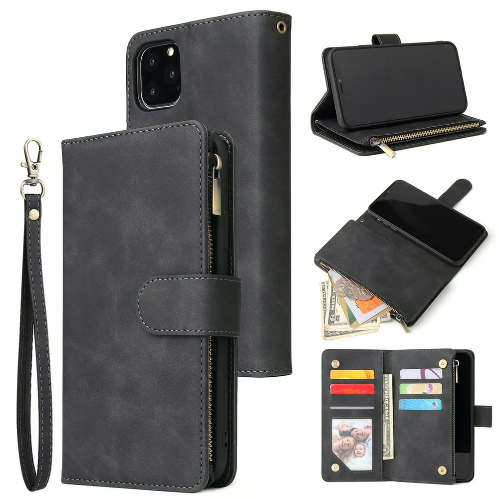 iPhone 11 Wallet Case, Dteck Soft Leather Zipper Wallet Case