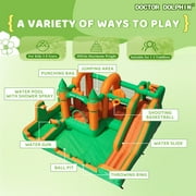 Doctor Dolphin Water Slide Inflatable Bounce House Kid Toddler Bouncer with Blower Large Water Park Waterslide for Wet and Dry
