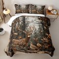 thumbnail image 2 of Castle Fairy Rustic Woodland Spotted Deer Twin Quilt Set for Teens,Natural Forest Bird Twin Coverlet Set,Brown Green, 2 of 7