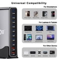 thumbnail image 2 of Estación de carga HONGYEE, 800 W, GaN, USB C, 10 puertos, para varios dispositivos, 2 of 7