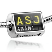 Bead ASJ Airport Code for Amami Charm Fits All European Bracelets