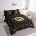 thumbnail image 3 of Manfei Anccient Boho Print 7-Piece Twin Bedding Sets,First Letter R Bedding Comforter Set,Black Gold Sheet Sets For Girls,Super Cozy Room Decor Reversible, 3 of 8