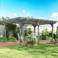 thumbnail image 3 of Outsunny 12' x 16' Wooden Pergola Grape Trellis, Outdoor Gazebo for Garden, Patio, Backyard, Deck, Gray, 3 of 10