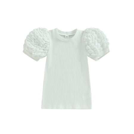 

aturustex Toddler Girls Casual Straight Dress Solid Color Short Puff Sleeve Beach Holiday Dress Summer Clothes