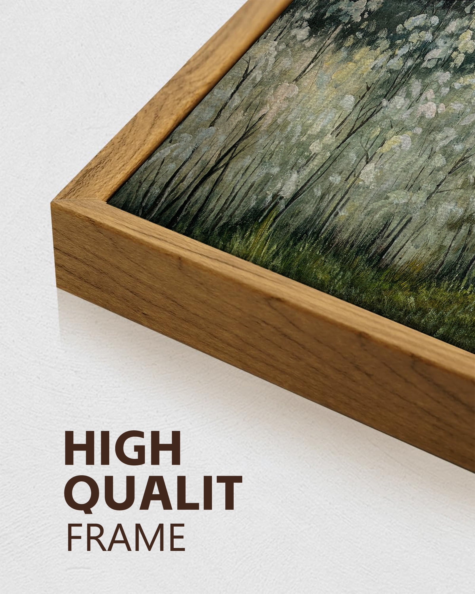 Drsoum Framed 24x36in Landscape Canvas Wall Art Forest Vintage Classical Framed Painting Room Decor for Hallway Bedroom Living Room - Natural Framed