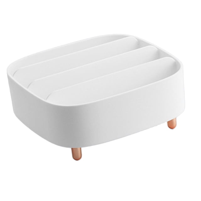 Organizador de maquillaje de tocador de 4 compartimentos PP Organizador de maquillaje cosmético Almacenamiento para blanco