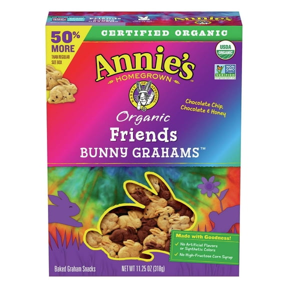 Annie's Homegrown Organic Friends Bunny Grahams, 11.25 oz PACK OF 1, Organic Bunny Grahams, Kids Snack Crackers, Healthy Organic Snacks, Bunny Shaped Snacks,