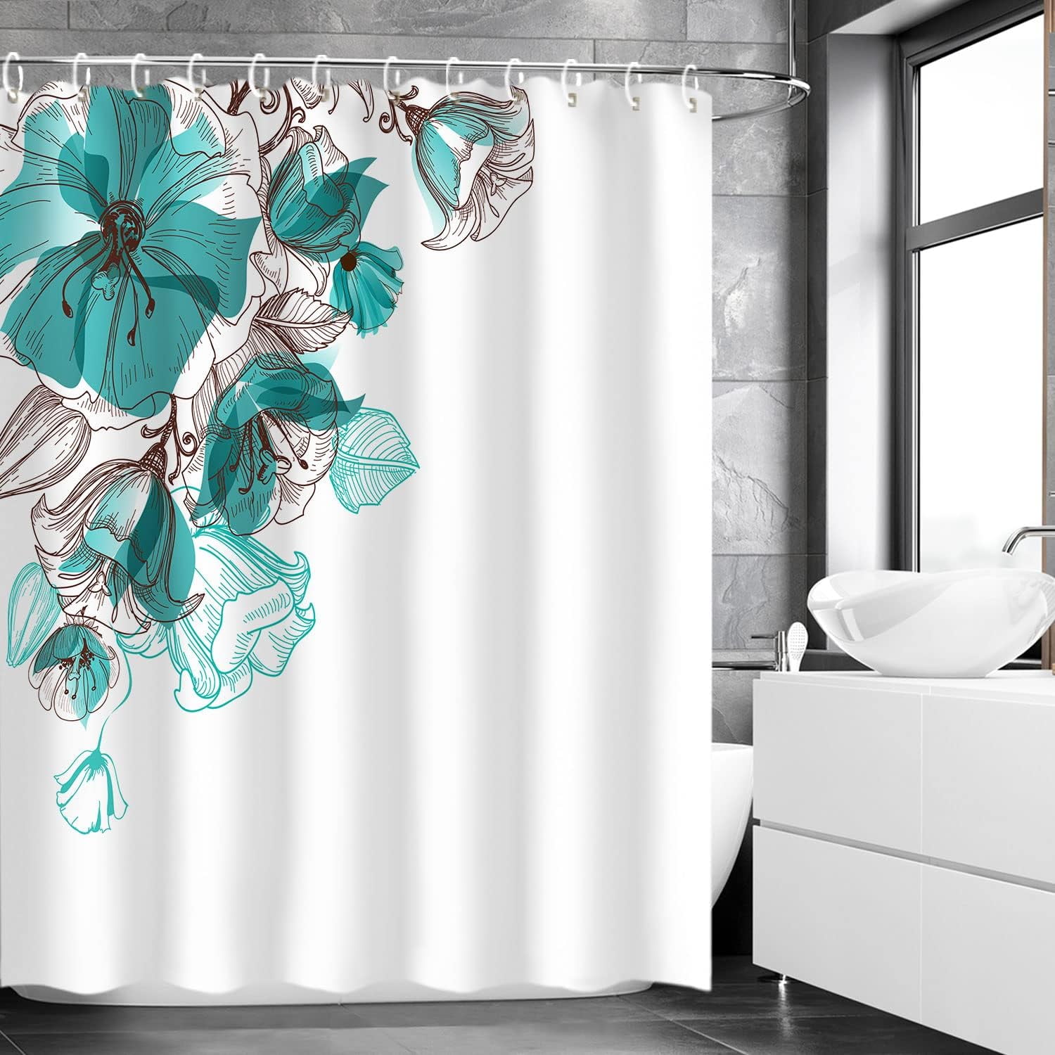 Yusdecor Teal Aqua Succulent Watercolor On Tan Southwest Southwestern Cactus Bathroom Decor Bath Shower Curtain 60x72 Inch