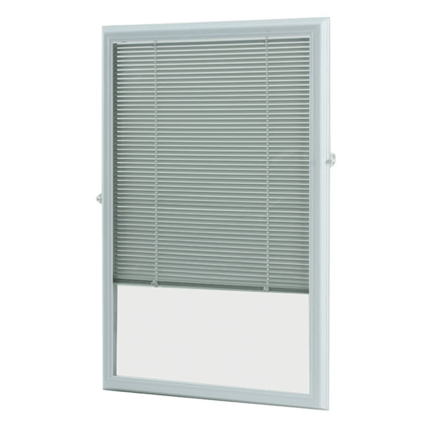 ODL White Cordless Add On Enclosed Aluminum Blinds with 1/2 in. Slats ...