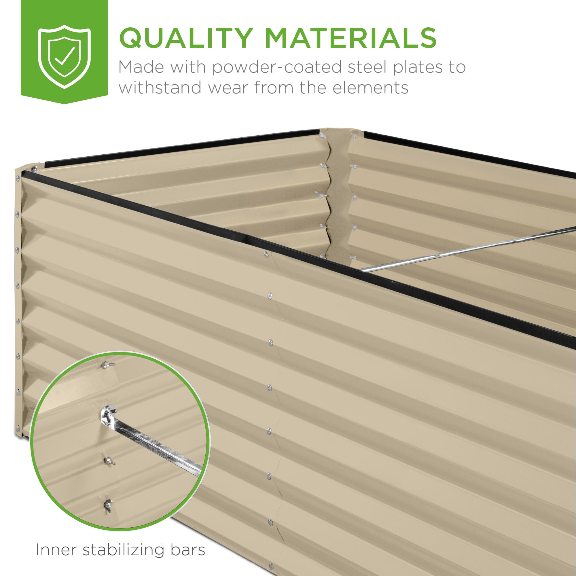 Best Choice Products 6x3x2ft Outdoor Metal Raised Garden Bed for Vegetables Flowers Herbs - Beige