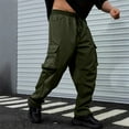 thumbnail image 2 of Levmjia Men's Cargo Pants Multi-Pocket Work Pants 100% Polyester Twill Utility Trousers Drawstring Elastic Waist Casual Joggers Solid Color Streetwear Pants S-2XL, 2 of 8