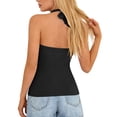 thumbnail image 4 of Soyumi Women's Sexy Halter Neck Backless Tank Top Deep V Neck Sleeveless Open Back Y2K Slim Fit Summer Crop Tops, Black, 4 of 5