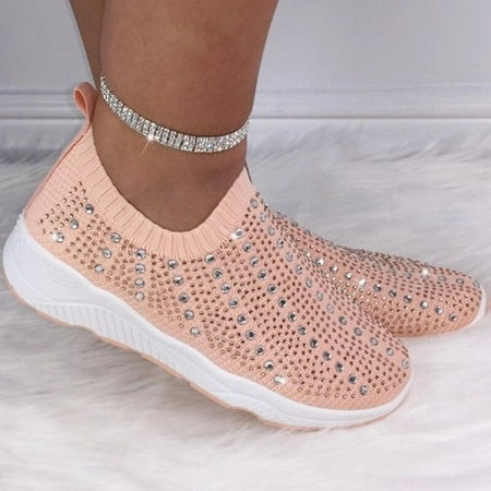 

Stamens Lady Sneakers Diamond Glitter Trainers Sports Running Comfy Slip On Sock Shoes Lady Sneakers Diamond Glitter Trainers Sports Running Comfy Slip On Sock Shoes Breathable(40 Pale Pinkish Gray)