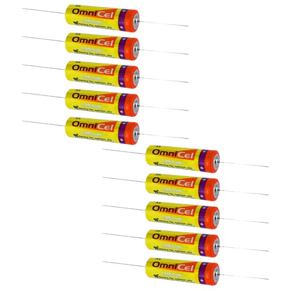 10x OmniCel ER14505 3.6V 2.4Ah AA Lithium Battery Axial Pins Sensors Detectors
